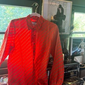 JCrew ladies orange chain link blouse new sz 8 fall